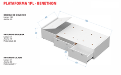 Cama Box Plataforma Sommier 1 Plaza Blanco - tienda online