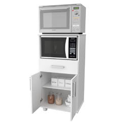 Porta Microondas + Grill Blanco con Cajón y Puertas - comprar online
