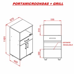 Porta Microondas + Grill Blanco con Cajón y Puertas - Amuebla