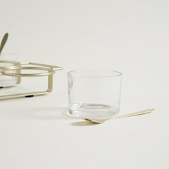 SET X 6 COPETINEROS DE VIDRIO CON CUCHARA Y RACK DE METAL 32X18 CM - comprar online