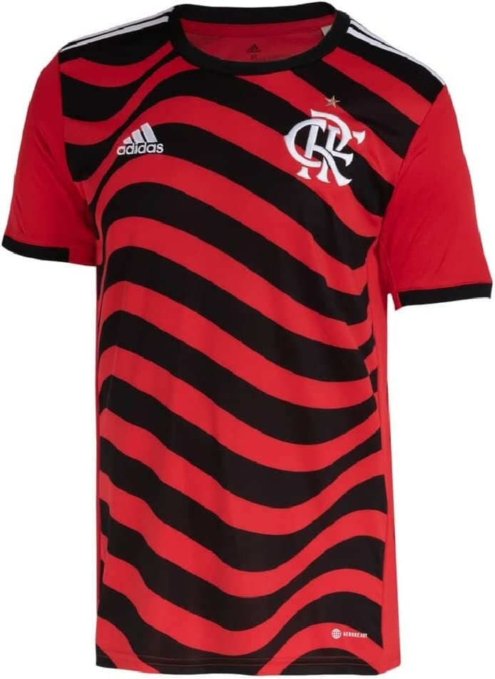 Camisa Flamengo I 22/23 Torcedor Adidas Masculina - Preto e Vermelho