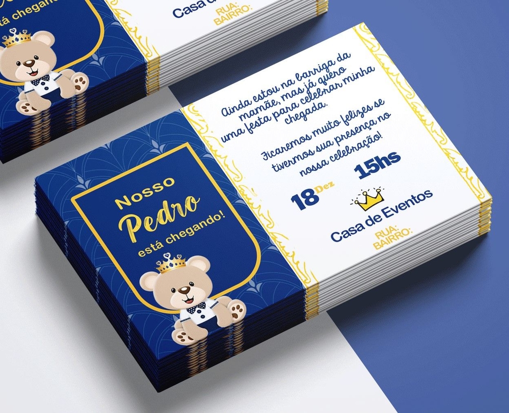 Convite Chá De Bebê Urso Príncipe