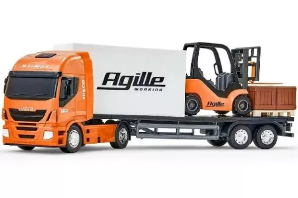 Brinquedo Carreta Iveco Hi-way Com Empilhadeira Agille