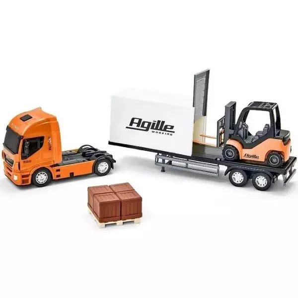 Brinquedo Carreta Iveco Hi-way Com Empilhadeira Agille