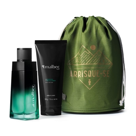 Kit Presente Dia Dos Pais Malbec Vert Desodorante Colonia 100ml Shower Gel 0g Saquinho Organizador