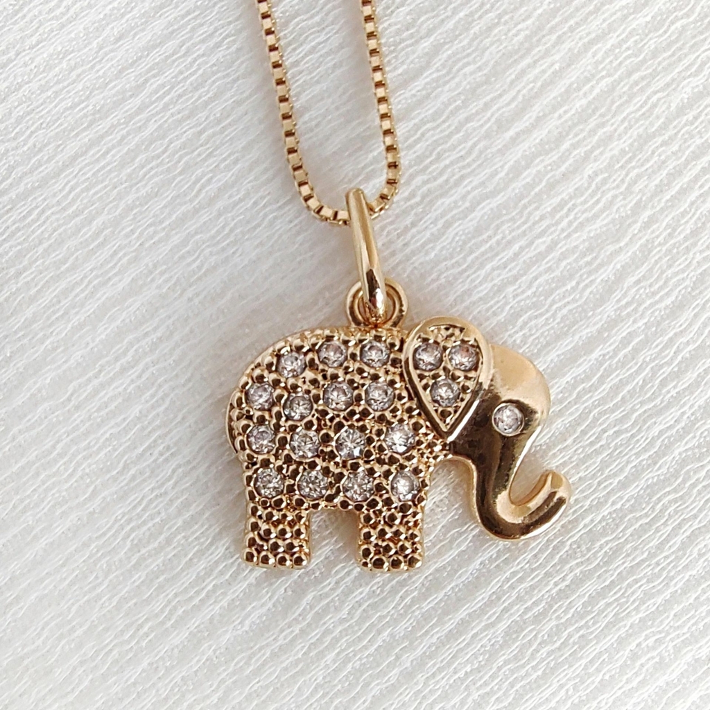 Colar aço elefante - 38 + 6 cm - multi esmalte - colar banhado a ouro -  Coolquarter