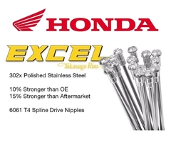 RAYOS CON NIPLES EXCEL HONDA TRASERO-RIM 18x1.85/2.15- 32 UNIDADES