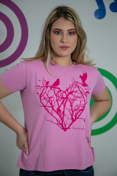 Camiseta Rosa Coração Raízes Feminina - Ládocoração
