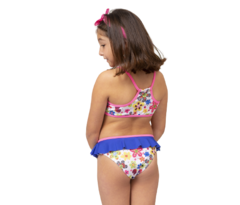Bikini de nenas, top combinado, con voladitos en corpiño y bombacha. Art. 5306 - comprar online