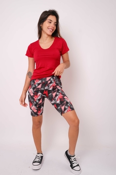 Remera de modal viscosa, con ribete de raso, manga corta. - comprar online