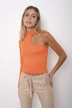 Top asimetrico, de modal viscosa, manga larga, - comprar online
