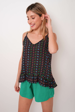 Short de lino, tiro alto, con tirita. - Proverbio