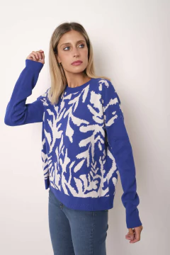 Sweater de bremer, corte cuadrado con diseño de ramas. - comprar online