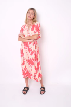 Vestido de poplin, con tirita en escote y cintura. - tienda online