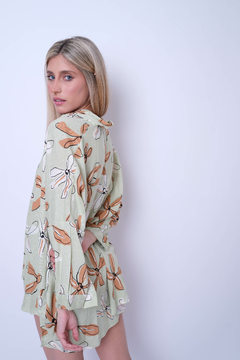 Camisa de lino estampada, oversize. - Proverbio