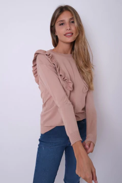 Sweater de bremer,con voladito en diagonal,en frente y espalda - comprar online