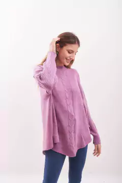 Sweater tejido , oversize , con ochos central y manga de morley . en internet