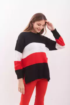 Sweater tejido irregular , con guarda de colores . - Proverbio