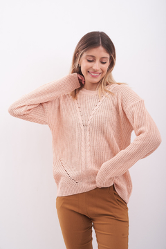 Sweater tejido , tramado y calado en V . - comprar online