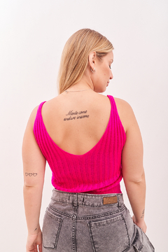 Top de hilo con acrílico, acanelonado. - comprar online
