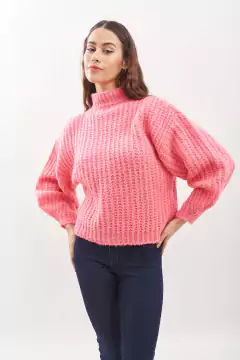 Media polera, tejida en mohair, manga globo. - tienda online