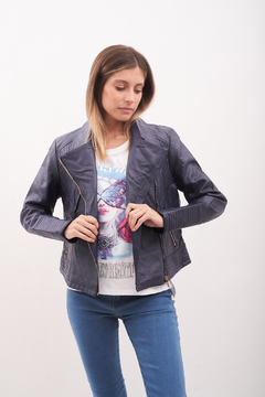 Campera de ecocuero, con cierre lateral, importada. - comprar online