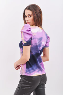 Remera de morley estampada, manga princesa. en internet