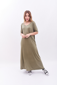 Vestido de modal viscosa, largo, con bolsillos. en internet