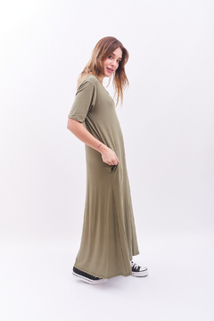 Vestido de modal viscosa, largo, con bolsillos. - tienda online