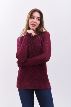 Sweater de hilo lurex , tramado en internet
