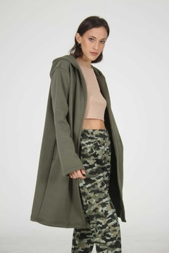 Saco 7/8 de friza con capucha - comprar online
