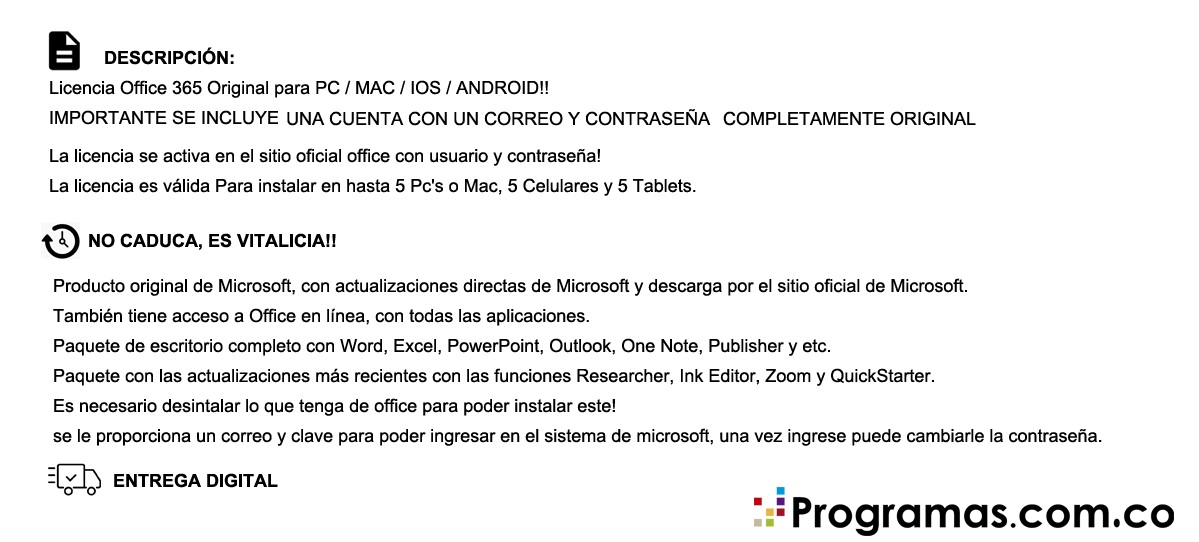 OFFICE 365 PRO PLUS LICENCIA - 5 WINDOWS - MAC - IPAD - 2019 - 2021