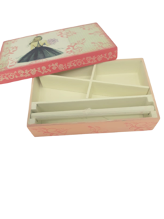 Caixa Bijuterias Mini De Madeira Com Decoupagen Cor Rosa - comprar online