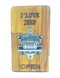 Abridor De Garrafa De Parede De Madeira I Love Jeep - comprar online