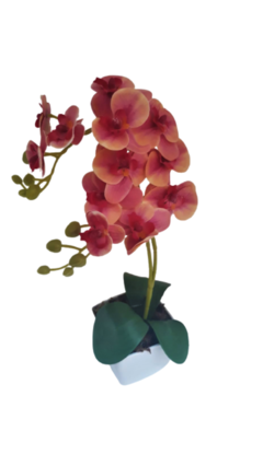 Arranjo orquídeas de silicone rosa mesclad ano vaso melanina branco