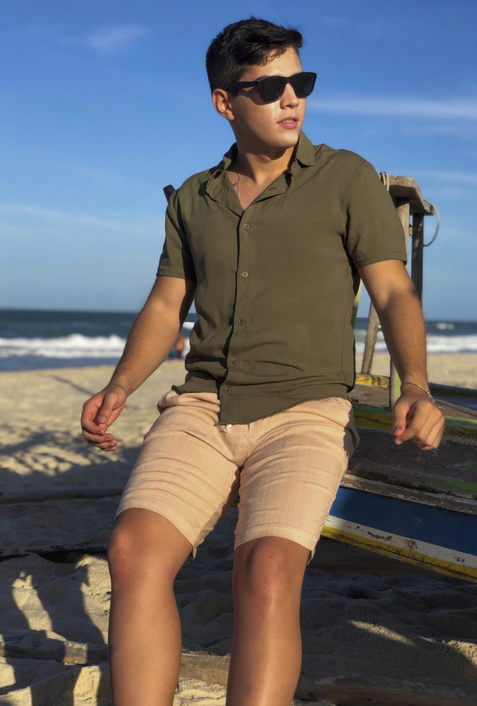 camisa viscose verde militar