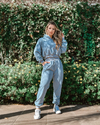 Calça de Moletom Cinza Azulado