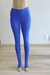 Calça Legging Feminina Lisa Azul com Abertura no Calcanhar