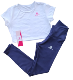 Conjunto Deportivo Leggins Azul y Blusa Corta - comprar online