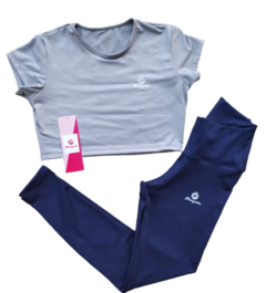 Conjunto Deportivo Leggins Azul y Blusa Corta - PENYLOS - Moda para el deporte