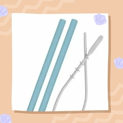 SORBETES DE SILICONA REUTILIZABLE MINIKOIOI FLEXI STRAWS + BRUSH - comprar online