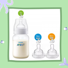 Mamadera Anticolico Philips Avent 260ml Tetinas +1m +3m +6m