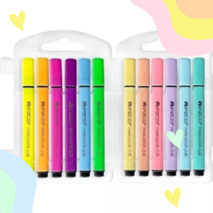 MARCADORES EZCO TRIANGULARES VALIJA X 6 NEON + 6 PASTEL - comprar online