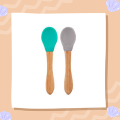 CUCHARAS SILICONA BEBÉ MANGO BAMBÚ X2 MINIKOIOI SCOOPS - comprar online