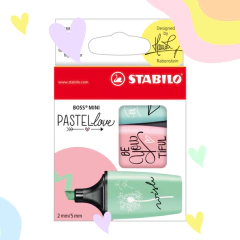 RESALTADOR STABILO MINI BOSS PASTELLOVE X 3 MENTA-ROSA-TURQUESA