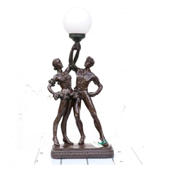 Velador Lampara Pie Bronce Figura - Antig La Rueda _ L R