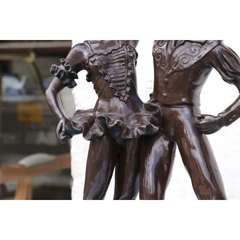 Velador Lampara Pie Bronce Figura - Antig La Rueda _ L R en internet
