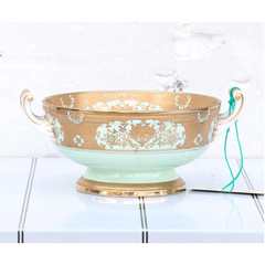 Vajilla Centro Mesa Porcelana Dorado - Antig La Rueda _ L R