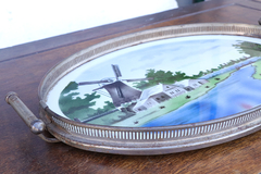 bandeja metal pintada ovalada antigua - comprar online