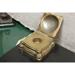 Tintero Bronce Dorado Negro - Antig La Rueda _ L R - La Rueda